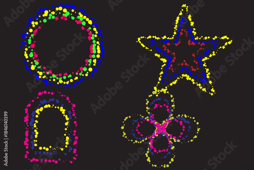 vector particles Dispersed background set. Pixel disintegration, pixel gradient, decay effect, mosaic, transform rectangle