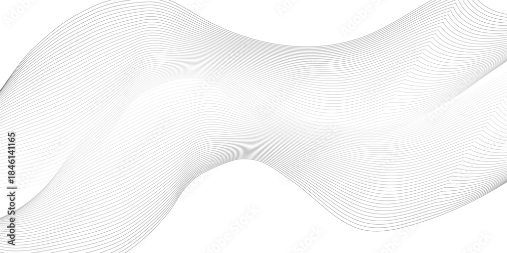 Fototapeta premium Abstract line wave background. Technology abstract lines on white background. Undulate Grey Wave Swirl, frequency sound wave, twisted curve lines with blend effect.