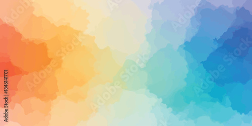 Abstract watercolor gradient background Warm orange to cool blue transition Irregular painterly wash vector