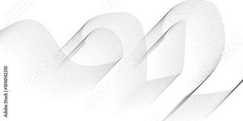 Abstract line wave background. Technology abstract lines on white background. Undulate Grey Wave Swirl, frequency sound wave, twisted curve lines with blend effect.