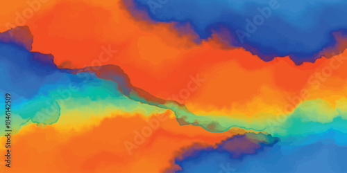 Abstract colorful wave background vibrant orange and blue fluid layers topographic style vector illustration