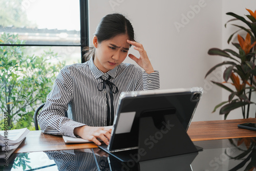 Overjoyed businesswoman happy for successful work.
