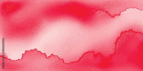 Vibrant red watercolor vector background with organic wash effect and soft pink gradient texture