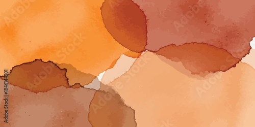 Abstract watercolor background vector texture in warm earthy tones orange rust and terracotta wet paint stains
