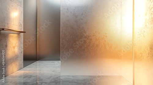 Warm glow minimal shower enclosure high resolution picture
