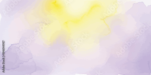 Soft Watercolor Abstract Background with Pastel Yellow and Lavender Gradient Texture