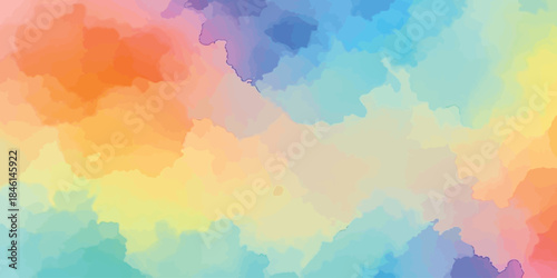 Vibrant Watercolor Abstract Background Warm and Cool Blended Colors Flowing Artistic Texture Smooth Gradient Wash Vector Illustration