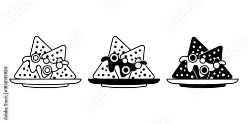 Nachos Black Icon Bundle for Snack and Mexican Food Themes
