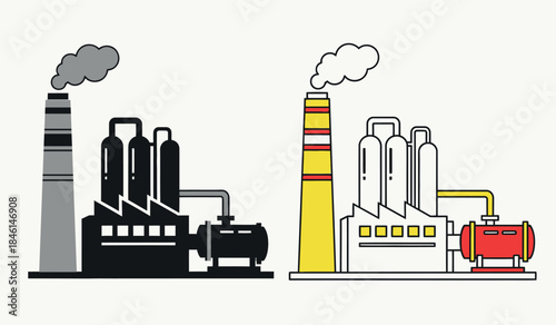 Industrial factories and smokestacks emitting pollution