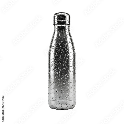 Wallpaper Mural A refreshing silver reusable water bottle covered in cold condensation isolated on transparent background Torontodigital.ca