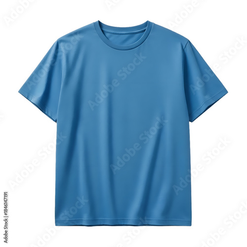 A plain light blue short-sleeved t-shirt with a crew neck design, presented as a product shot isolated on transparent background