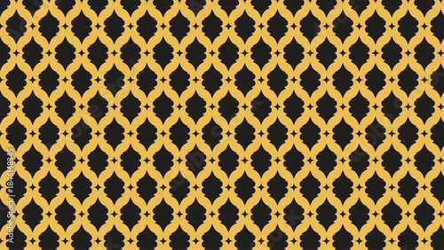 Teal and Black Geometric Ogee Seamless Pattern Vector Background