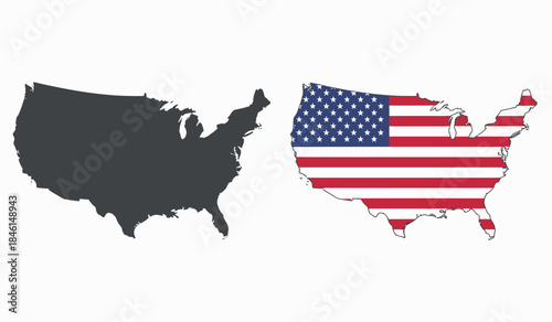 United states map with american flag pattern illustration