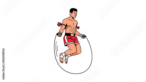 Young Man Jumping Rope During Workout for Fitness and Health