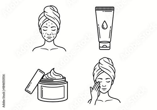 Skincare routine with moisturizer and cream application