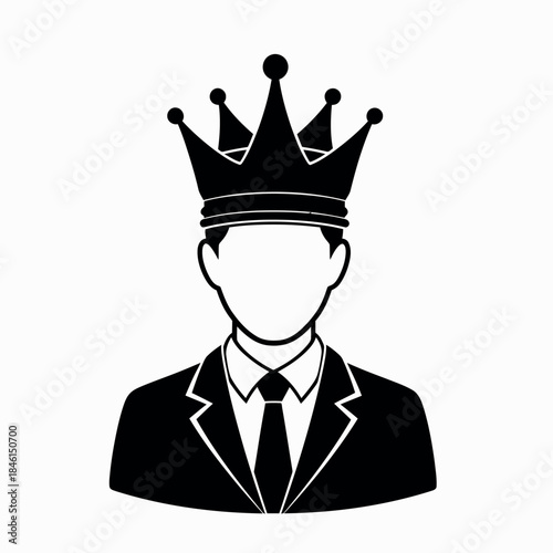 A man wearing a crown and a business suit