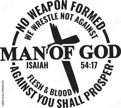 Man of god inspirational quote with cross symbol on
