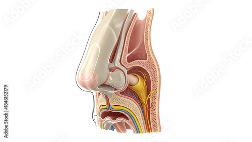 Human nasal cavity and airway anatomy