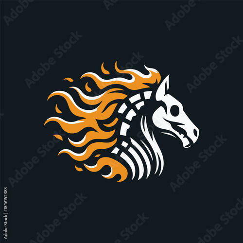 Skeleton Horse Flame Logo