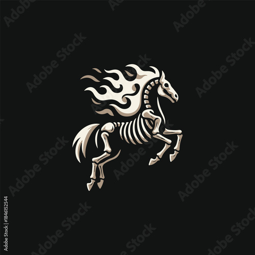 Skeleton Horse Flame Logo