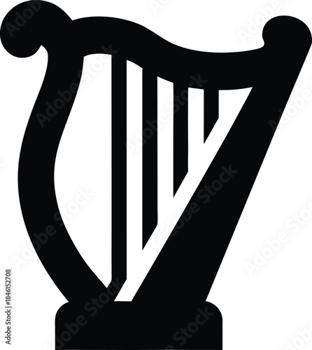 folk music harp line art vector illustration on transparent background