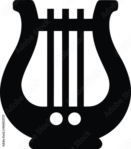 folk music harp line art vector illustration on transparent background