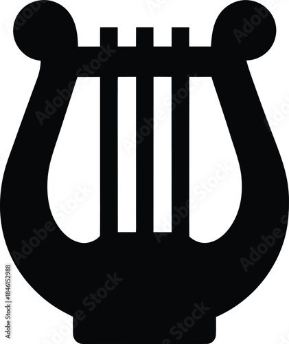 harp musical symbol line art vector illustration on transparent background