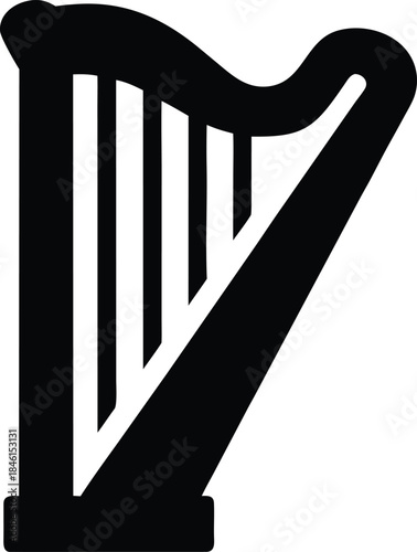 irish harp line art vector illustration on transparent background