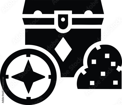 lucky gold treasure line art vector illustration on transparent background