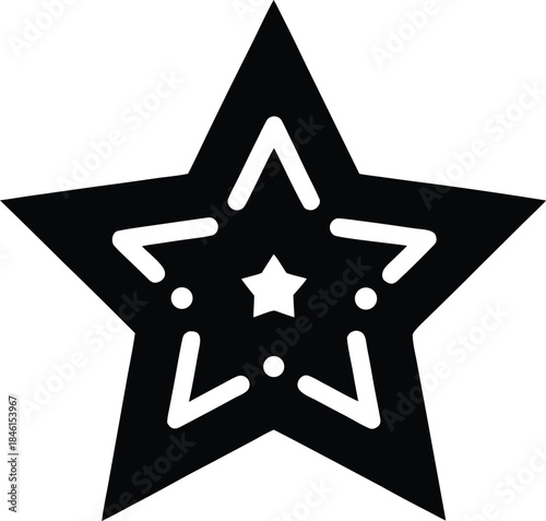 lucky star line art vector illustration on transparent background