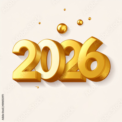 Golden 3D 2026 New Year Celebration with Festive Elements