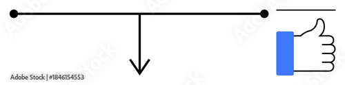 Decision-making concept. Arrow s direction toward approval thumbs-up, choosing positive outcomes in processes. Ideal for decision analysis, business, guidance, approval, learning