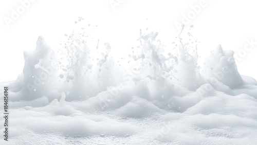 Dynamic White Foam Splashing On Black Background