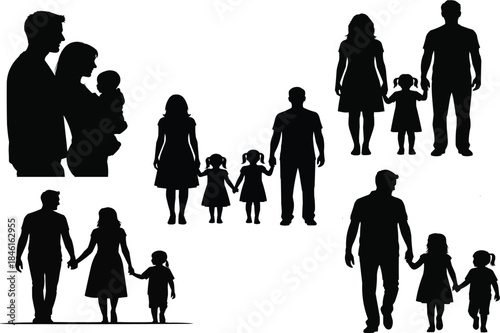 Silhouette of diverse family structures and relationships