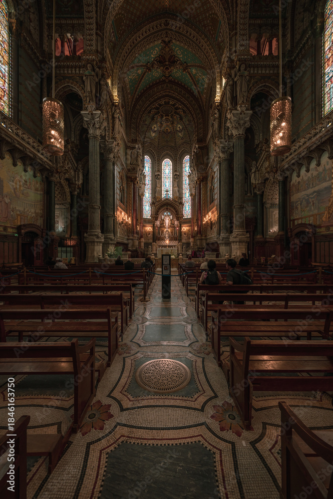 Fototapeta premium architecture style and decoration art of Basilique de Notre-Dame de Fourvière, Lyon, France