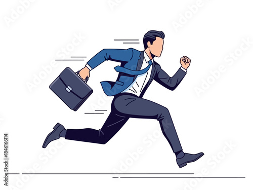 Dynamic Businessman Running with Briefcase Illustration