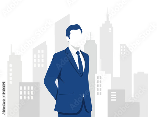 Business Person in Cityscape A Vector Illustration of Ambition and Success