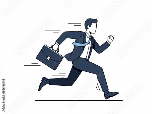 Urgent Business A Businessman Rushing with Briefcase Illustration
