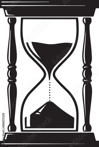Classic hourglass silhouette with sand flowing from top to bottom symbolizing time passing