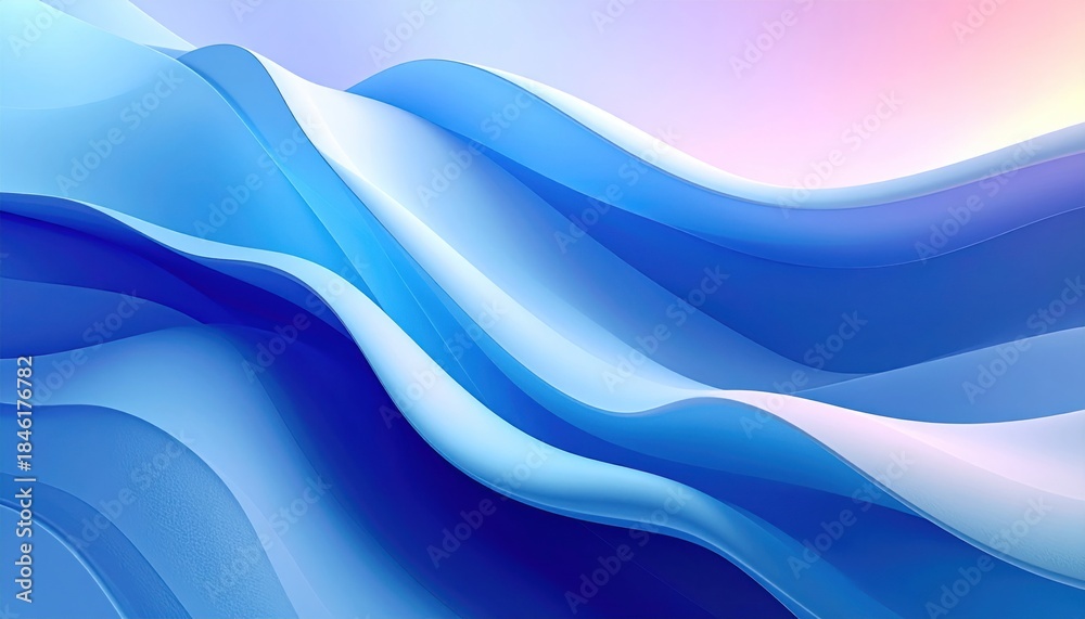 Fototapeta premium Abstract Blue Waves - A Serene and Dynamic Background Illustration.