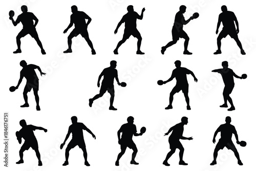 Silhouettes of athletic people performing various dynamic sports actions