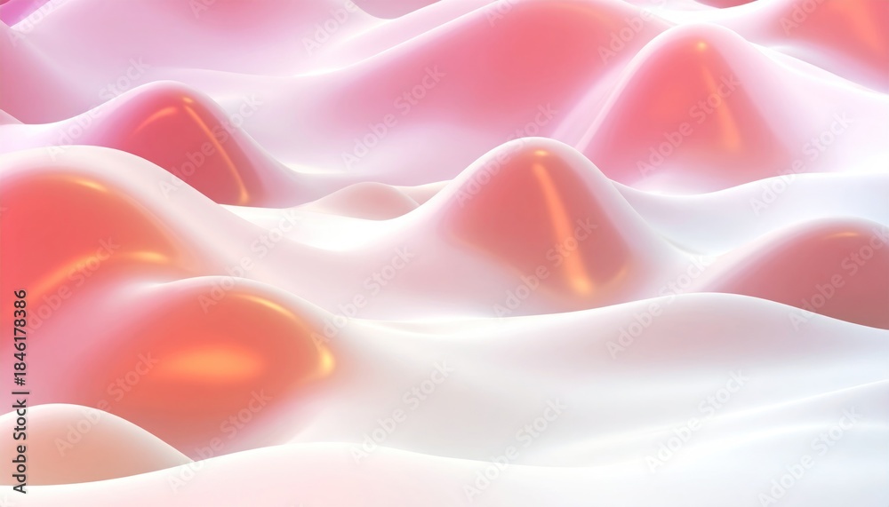 Obraz premium Abstract 3D Render: Soft, Flowing, Pink and White, Glossy Surface.