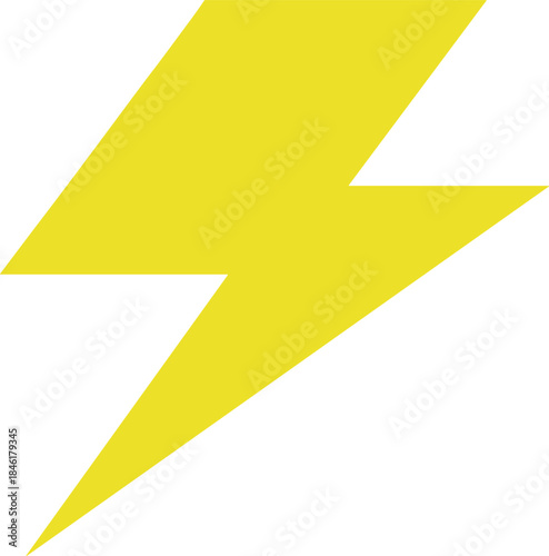 Minimal lightning bolt icon, yellow electric power symbol, flat vector illustration for energy, electricity, warning
