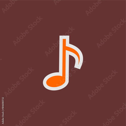 Note music icon illustration. Flat design note symbol. Note music vector icon. Note symbol illustration.