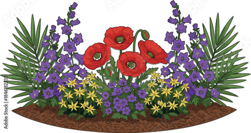 Cute Flat Vector Set of Garden Elements Including Goose, Watering Can