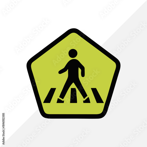 Pedestrian Crossing Road Sign Icon Vector