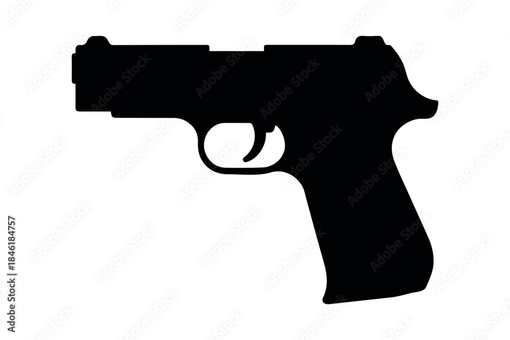 Ταπετσαρία Black gun silhouette illustration in simple vector style with transparent background