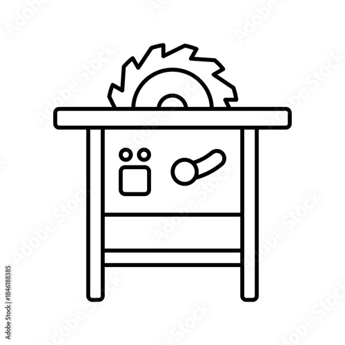 Outline Table Saw Woodworking Machine Line Icon
