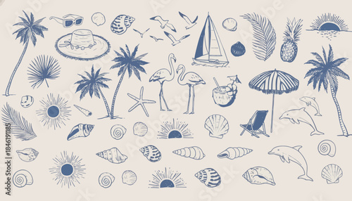 Collection of mystical and magical objects including a potion bottle, quill, raven, spellbook, candle, and cauldron