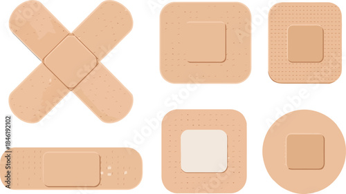 Various band aid shapes and sizes for medical use